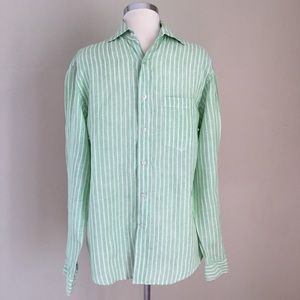 Vineyard Vines Linen Striped Button Long Sleeve